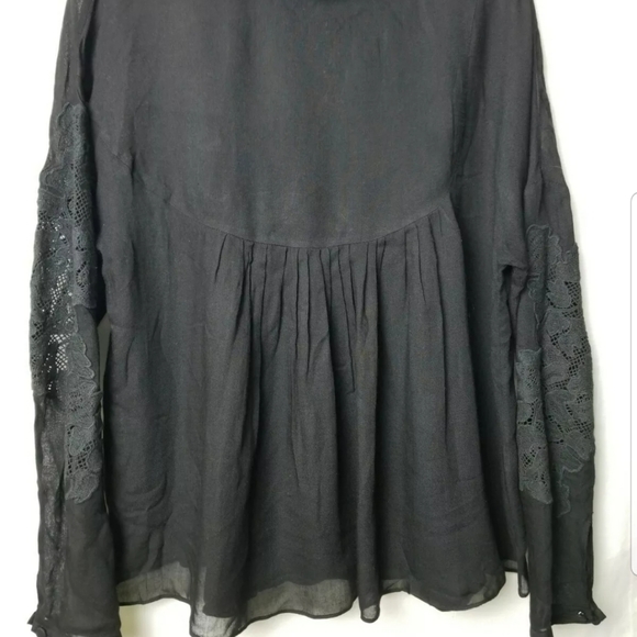 Tibi Embroidered Black High Neck Bow Tie Blouse Swing Loose Fit Size Small - Picture 6 of 14